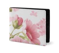 LYHVSFJW Leather Wallet for Men American Flag Fire Eagle Stylish Small Coin Purse for Women Slim And Thin Bifold Wallet with Compartment Card Holder, Pink Flowers, One Size