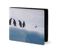 LYHVSFJW Leather Wallet for Men American Flag Fire Eagle Stylish Small Coin Purse for Women Slim And Thin Bifold Wallet with Compartment Card Holder, Animals on the Iceberg, One Size