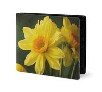LYHVSFJW Leather Wallet for Men Brook Trout Fly Fishing Stylish Small Coin Purse for Women Slim And Thin Bifold Wallet with Compartment Card Holder, yellow flower and egg, One Size