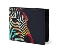 LYHVSFJW Leather Wallet for Men Cute Panda Stylish Small Coin Purse for Women Slim And Thin Bifold Wallet with Compartment Card Holder, Colorful Rainbow Zebra, One Size