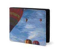 LYHVSFJW Leather Wallet for Men Deer Birds with Flowers Stylish Small Coin Purse for Women Slim And Thin Bifold Wallet with Compartment Card Holder, hot air balloon, One Size