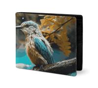 LYHVSFJW Leather Wallet for Men Red Panda Stylish Small Coin Purse for Women Slim And Thin Bifold Wallet with Compartment Card Holder, Relaxing rain and birds sounds, One Size