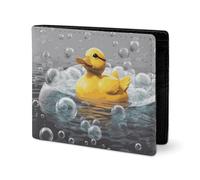 LYHVSFJW Leather Wallet for Men Red Panda Stylish Small Coin Purse for Women Slim And Thin Bifold Wallet with Compartment Card Holder, Bubble Duck, One Size