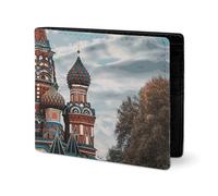 LYHVSFJW Leather Wallet for Men Red Panda Stylish Small Coin Purse for Women Slim And Thin Bifold Wallet with Compartment Card Holder, St Basil Cathedral Red Square In Moscow, One Size