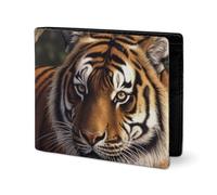 LYHVSFJW Leather Wallet for Men Stylish Coin Purse for Women Slim And Thin All Flowers Bloom Together Bifold Wallet Card Holder, Bengal Tiger, One Size