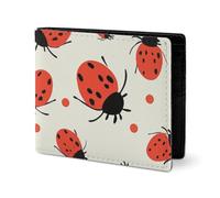 LYHVSFJW Leather Wallet for Men Stylish Coin Purse for Women Slim And Thin Beautiful White Blue Flowers Bifold Wallet Card Holder, Ladybugs Pattern Infinite Speckled, One Size