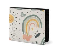 LYHVSFJW Leather Wallet for Men Stylish Coin Purse for Women Slim And Thin Bright Light Yellow Bifold Wallet Card Holder, Watermelon and Rainbow, One Size