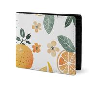 LYHVSFJW Leather Wallet for Men Stylish Coin Purse for Women Slim And Thin Bright Light Yellow Bifold Wallet Card Holder, Oranges and Lemons, One Size