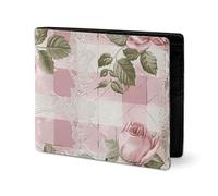 LYHVSFJW Leather Wallet for Men Stylish Coin Purse for Women Slim And Thin Cactus Succulents Bifold Wallet Card Holder, Peach Retro Pattern, One Size