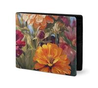 LYHVSFJW Leather Wallet for Men Stylish Coin Purse for Women Slim And Thin Cactus Succulents Bifold Wallet Card Holder, Colorful Spring Summer Flower, One Size