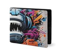 LYHVSFJW Leather Wallet for Men Stylish Coin Purse for Women Slim And Thin Color Butterfly Background Bifold Wallet Card Holder, Colorful Graffiti, One Size