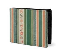 LYHVSFJW Leather Wallet for Men Stylish Coin Purse for Women Slim And Thin Color Chocolate Bifold Wallet Card Holder, Sage Green Stripes, One Size