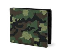LYHVSFJW Leather Wallet for Men Stylish Coin Purse for Women Slim And Thin Color Chocolate Bifold Wallet Card Holder, Green Military pattern, One Size