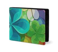 LYHVSFJW Leather Wallet for Men Stylish Coin Purse for Women Slim And Thin Colorful Peach Watercolor Design Bifold Wallet Card Holder, Rainbow Circle Shamrock, One Size
