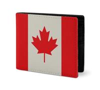 LYHVSFJW Leather Wallet for Men Stylish Coin Purse for Women Slim And Thin Colorful Peach Watercolor Design Bifold Wallet Card Holder, Retro Canada Flag Pattern, One Size