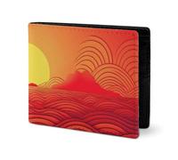 LYHVSFJW Leather Wallet for Men Stylish Coin Purse for Women Slim And Thin Colorful Smiley Face Bifold Wallet Card Holder, Red Sunrise, One Size