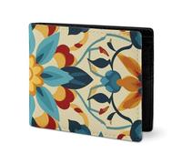 LYHVSFJW Leather Wallet for Men Stylish Coin Purse for Women Slim And Thin Cow Pattern Bifold Wallet Card Holder, Colorful Arabic Editable File Yellow, One Size
