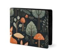 LYHVSFJW Leather Wallet for Men Stylish Coin Purse for Women Slim And Thin Linear Texture Beige Bifold Wallet Card Holder, Animals And Woodland, One Size