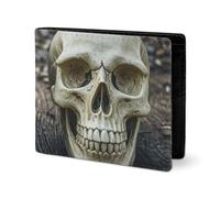 LYHVSFJW Leather Wallet for Men Stylish Coin Purse for Women Slim And Thin Mystical Power Pumpkin Bifold Wallet Card Holder, Skull on the Ground, One Size