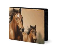 LYHVSFJW Leather Wallet for Men Stylish Coin Purse for Women Slim And Thin Mystical Power Pumpkin Bifold Wallet Card Holder, Horses, One Size