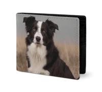 LYHVSFJW Leather Wallet for Men Stylish Coin Purse for Women Slim And Thin Owl on Tree Bifold Wallet Card Holder, Border Collie, One Size