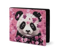 LYHVSFJW Leather Wallet for Men Stylish Coin Purse for Women Slim And Thin Pink Panda Cotton Bifold Wallet Card Holder, Pink Panda Cotton, One Size
