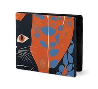 LYHVSFJW Leather Wallet for Men Stylish Coin Purse for Women Slim And Thin Pomeranians Puppies And Point Bifold Wallet Card Holder, Orange Cat Pattern, One Size