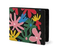 LYHVSFJW Leather Wallet for Men Stylish Coin Purse for Women Slim And Thin Rainbow Hearts Pattern Bifold Wallet Card Holder, Paper Cut Flowers, One Size