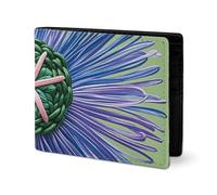 LYHVSFJW Leather Wallet for Men Stylish Coin Purse for Women Slim And Thin Spring Floral Patterns Bifold Wallet Card Holder, Modern Silk Threads Cloverleaf Filigree, One Size