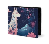 LYHVSFJW Leather Wallet for Men Stylish Coin Purse for Women Slim And Thin Sugar Skulls And Red Roses Bifold Wallet Card Holder, Starry Night Alpaca, One Size