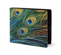LYHVSFJW Leather Wallet for Men Stylish Coin Purse for Women Slim And Thin Sugar Skulls And Red Roses Bifold Wallet Card Holder, Colored peacock, One Size
