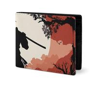 LYHVSFJW Leather Wallet for Men Stylish Coin Purse for Women Slim And Thin Sugar Skulls And Red Roses Bifold Wallet Card Holder, Samurai, One Size