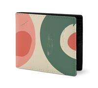 LYHVSFJW Leather Wallet for Men Stylish Coin Purse for Women Slim And Thin Truck Creative Pattern Bifold Wallet Card Holder, Peach and Green Shapes, One Size