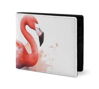LYHVSFJW Leather Wallet for Men Stylish Coin Purse for Women Slim And Thin Two Red Flamingos Bifold Wallet Card Holder, Watercolor Flamingo, One Size