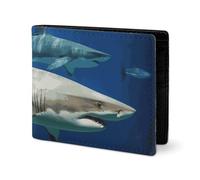LYHVSFJW Leather Wallet for Men Stylish Coin Purse for Women Slim And Thin Two Red Flamingos Bifold Wallet Card Holder, Two White Sharks, One Size