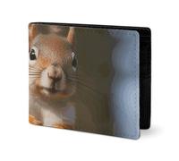 LYHVSFJW Leather Wallet for Men Stylish Coin Purse for Women Slim And Thin Two Red Flamingos Bifold Wallet Card Holder, Squirrel Funny Animal, One Size