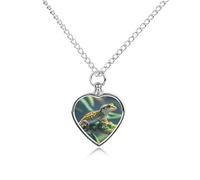 LYHVSFJW Leopard Little Gecko Urn Necklace for Ashes Heart Cremation Necklace Dogs Cats Urn Pendant Pet Cremation Jewelry Locket Jewelry Keepsake Pendant Memorial Pendants for Puppy Pet