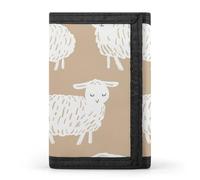 LYHVSFJW Light Peach And Brown TriFold Wallet with 8 Card Slots, Slim Zipper Coin Pocket, Divided Billfold for Men Women, Doodle Style Sheep, One Size, Modern
