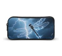 LYHVSFJW Lightning Dragonfly Pencil Pouch - Large Capacity Pencil Case Aesthetic Makeup Bag with Zipper Cute Pen Bags for Stationery, Art Supplies, Travel Essentials