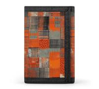 LYHVSFJW Linear Texture Beige TriFold Wallet with 8 Card Slots, Slim Zipper Coin Pocket, Divided Billfold for Men Women, Orange Grid Lines, One Size, Modern