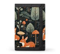 LYHVSFJW Linear Texture Beige TriFold Wallet with 8 Card Slots, Slim Zipper Coin Pocket, Divided Billfold for Men Women, Animals And Woodland, One Size, Modern