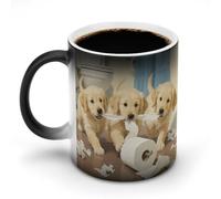 LYHVSFJW Little Puppies Pulling Toilet Paper Heat Changing Coffee Mug Novelty Ceramic Coffee Mug Tea Cup Personalized Magic Cup Sublimation Mugs for Hot And Cold Beverage, Home, Office, Party 11oz
