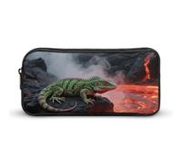 LYHVSFJW Lizard by Magma Lake Pencil Pouch - Large Capacity Pencil Case Aesthetic Makeup Bag with Zipper Cute Pen Bags for Stationery, Art Supplies, Travel Essentials