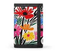 LYHVSFJW London Elements Pattern TriFold Wallet with 8 Card Slots, Slim Zipper Coin Pocket, Divided Billfold for Men Women, Paper Cut Flower, One Size, Modern