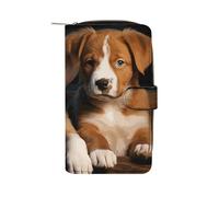 LYHVSFJW Long Wallet for Women Leather Wallet for Men Large Capacity Wristlet Wallets With 12 Card Holder Pekingese Dog Change Purse, Puppies Dogs Pets Animals, 19.7x11x3.5cm, Modern