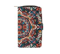 LYHVSFJW Long Wallet for Women Leather Wallet for Men Large Capacity Wristlet Wallets With 12 Card Holder Stamped with Ancient Rome Change Purse, Mandala Tapestry, 19.7x11x3.5cm, Modern