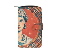 LYHVSFJW Long Wallet for Women Leather Wallet for Men Large Capacity Wristlet Wallets With 12 Card Holder Stamped with Ancient Rome Change Purse, stamped with ancient Rome, 19.7x11x3.5cm, Modern