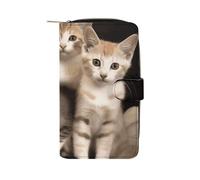 LYHVSFJW Long Wallet for Women Leather Wallet for Men Large Capacity Wristlet Wallets With 12 Card Holder Chinese Style Mandarin Ducks Change Purse, Kittens Family Cats, 19.7x11x3.5cm, Modern
