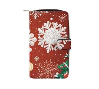 LYHVSFJW Long Wallet for Women Leather Wallet for Men Large Capacity Wristlet Wallets With 12 Card Holder Snowflakes And Christmas Trees Change Purse, Snowflakes and Christmas trees, 19.7x11x3.5cm,