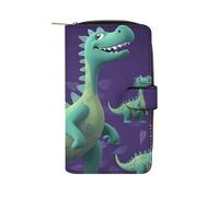 LYHVSFJW Long Wallet for Women Leather Wallet for Men Large Capacity Wristlet Wallets With 12 Card Holder Giraffe Art Illustration Change Purse, Cartoon dinosaur, 19.7x11x3.5cm, Modern
